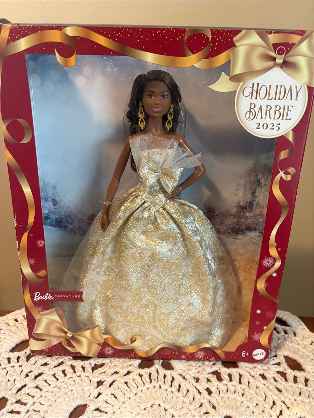 Barbie Holiday 2025 Gold Ball Gown Doll NIB